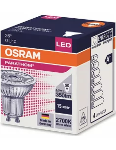 Lámpara LED OSRAM PARATHOM PAR 16 50 36 ° 4,3 W / 2700K GU10 (Blanco Cálido)
