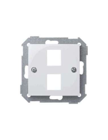 Placa de voz y datos plana con guardapolvo para 2 conectores RJ45 AMP® blanco Simon 28 SIMON 28089-30