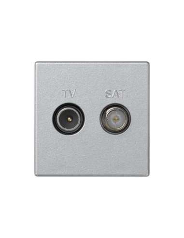 Toma TV+SAT IEC Única hembra con placa embellecedora aluminio Simon K45 CON_CON K130A/8 (EMBALAJE DE 10 UNIDADES)