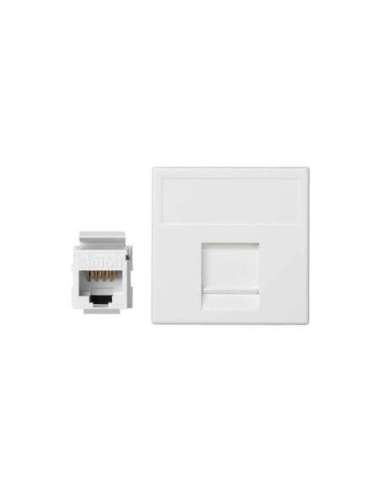 Placa de voz y datos plana con guardapolvo de 1 elemento y 1 conector RJ45 de categoría 5e UTP blanc CON_CON K95U/9