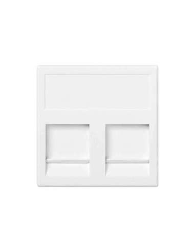 Placa de voz y datos plana con guardapolvo de 1 elemento para 2 conectores RJ45 de Infra+® blanco Si CON_CON KB75/9