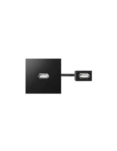 Conector USB Tipo “A” hembra-hembra con latiguillo y placa incorporada negro Simon 400 CON_CON 40001191-038