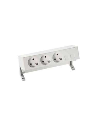 Kit de sobre mesa completo con 3 bases de enchufe schuko y placa para 2 conectores RJ45 blanco Simon CON_CON 42403020-130