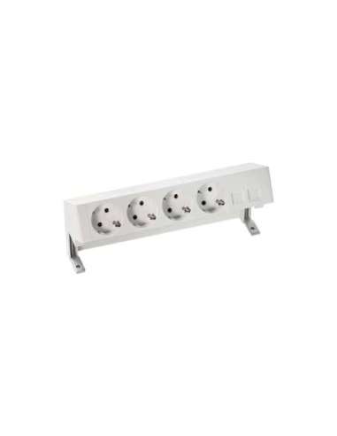 Kit de sobre mesa completo con 4 bases de enchufe schuko y placa para 2 conectores RJ45 blanco Simon CON_CON 42504020-130