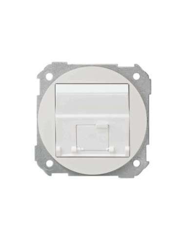 Placa de voz y datos plana con guardapolvo para 1 conector RJ45 AMP® blanco Simon 88 SIMON 88081-30 (EMBALAJE DE 10 UNIDADES)