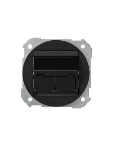 Placa de voz y datos plana con guardapolvo para 2 conectores RJ45 AMP® grafito Simon 88 SIMON 88086-38 (EMBALAJE DE 10 UNIDADES)