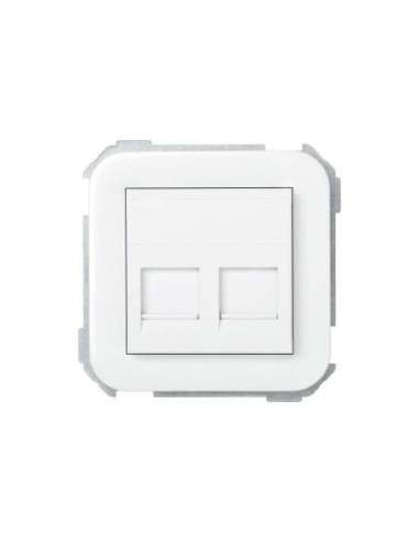 Placa de voz y datos plana con guardapolvo para 2 conectores RJ45 AMP blanco Simon 31 SIMON 31089-60 (EMBALAJE DE 5 UNIDADES)