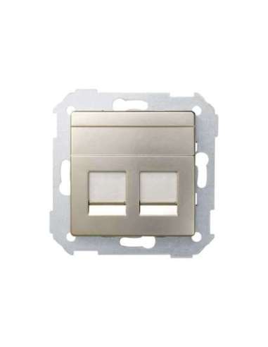 Placa de voz y datos plana con guardapolvo para 2 conectores RJ45 AMP® cava Simon 82 SIMON 82006-34 (EMBALAJE DE 5 UNIDADES)