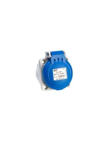 BASE EMPOTRAR TIPO SCHUKO IP54 2P+T 250V 16A AZUL BORNE SIN TORNILLOS - CONTACTO TIPO PIN IDE 00414 (EMBALAJE DE 24 UNIDADES)