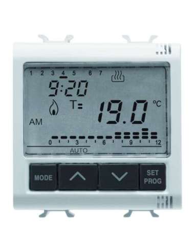 CRONOTERMOSTATO ELETRÓNICO DIARIO/SEMANAL - 230Vca 50/60Hz - 2 MÓDULOS - BLANCO BRILLAN - A000168450 GEWISS GW10703