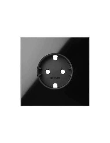 Kit front para 1 elemento con 1 base de enchufe schuko negro brillante Simon 100 - A001481910 SIMON 10020105-138