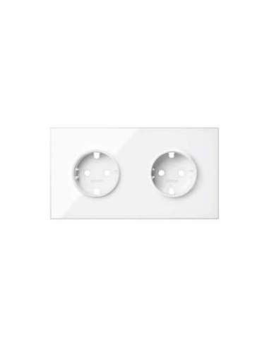 Kit front para 2 elementos con 2 bases enchufe schuko blanco brillante Simon 100 - A001481915 SIMON 10020202-130