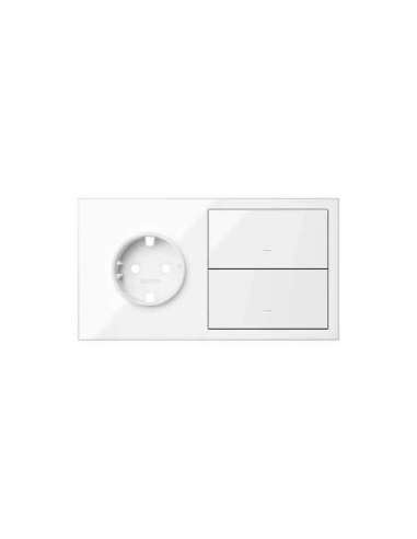 Kit front para 2 elementos con 1 base de enchufe schuko y 2 teclas blanco brillante Sim - A001481919 SIMON 10020204-130