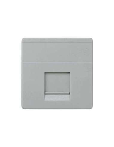 Placa de voz y datos plana con guardapolvo para 1 conector RJ45 AMP® gris Simon 27 Play - A000608052 SIMON 27087-37