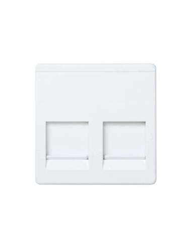 Placa de voz y datos plana con guardapolvo para 2 conectores RJ45 AMP® blanco Simon 27 - A000608087 SIMON 27486-35