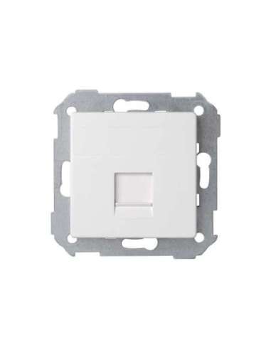 Placa de voz y datos plana con guardapolvo para 1 conector RJ45 AMP® blanco Simon 82 - A000608191 SIMON 82005-30