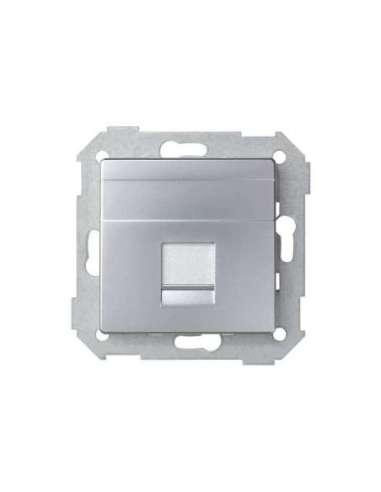 Placa de voz y datos plana con guardapolvo para 1 conector RJ45 AMP® aluminio Simon 82 - A000608193 SIMON 82005-33