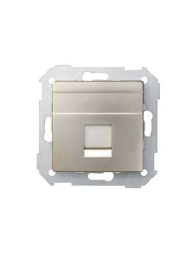 Placa de voz y datos plana con guardapolvo para 1 conector RJ45 AMP® cava Simon 82 - A000608194 SIMON 82005-34