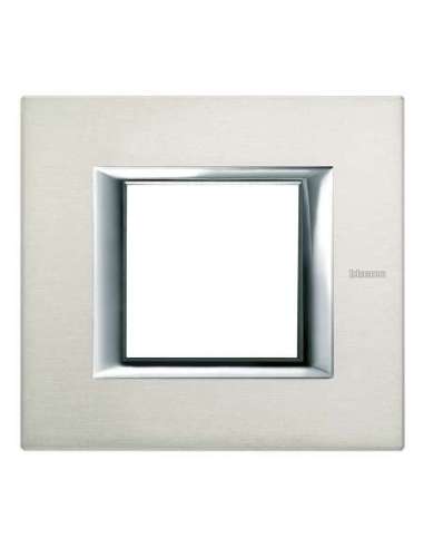 Placa embellecedora recta Axolute de color Aluminio satinado - 2 módulos - A000614791 BTICINO HA4802XC