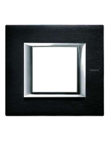 Placa embellecedora recta Axolute de color Antracita satinado - 2 módulos - A000614792 BTICINO HA4802XS