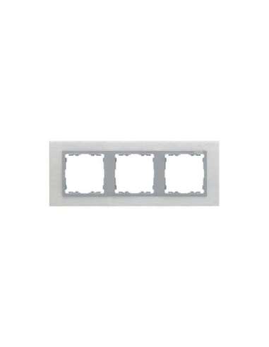 Marco para 3 elementos inox mate interior aluminio Simon 82 Nature - A000900458 SIMON 82937-34