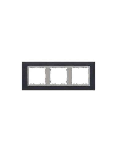 Marco para 3 elementos inox negro interior aluminio Simon 82 Nature - A000900459 SIMON 82937-38