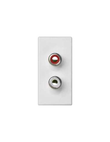 Conector 2RCA hembra con placa embellecedora blanco Simon K45 - A000900481 CON_CON K101B/9