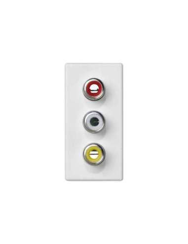 Conector 3RCA hembra con placa embellecedora blanco Simon K45 - A000900487 CON_CON K105B/9