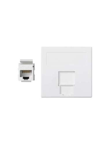 Placa de voz y datos plana con guardapolvo de 1 elemento con 1 RJ45 categoría 6 UTP bla - A000989836 CON_CON 50002085-030