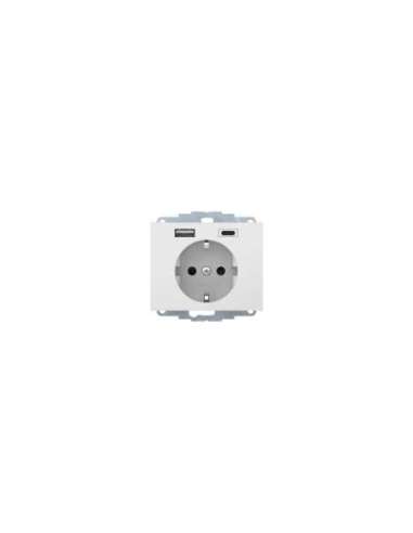 Toma Schuko con USB A+C 16A 250V AC con protección infantil conexión por tornillo serie - A005149635 HAGER 48047009