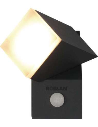 APLIQUE EXT.LED 1 FOCO 8W 380LM 100-240V 50/60HZ 3000K IP54 GRO.C/PIR - A001701685 ROBLAN ZOA8627GC