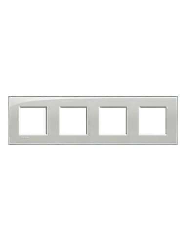 Placa embellecedora Livinglight de color Gris hielo - 2 x 4 módulos - A000951223 BTICINO LNA4802M4KG