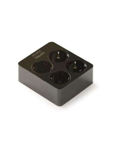 Base 4 tomas 16A-250V TT lateral de color negro - A000496242 FAMATEL 2504-N (EMBALAJE DE 5 UNIDADES)