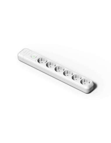 Base 6 tomas Schuko con interruptor 10-16A-250V de color blanco - A000496249 FAMATEL 2508