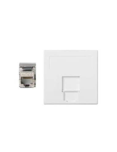 Placa de voz y datos plana con guardapolvo de 1 elemento con 1 RJ45 categoría 6A FTP bl - A000989818 CON_CON 50001085-030