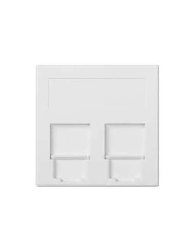 Placa de voz y datos plana con guardapolvo para 2 RJ45 de Infra+® de 1 elemento blanco - A000989920 CON_CON 50015089-030