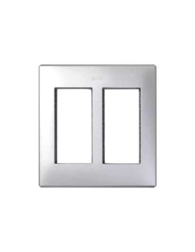 Marco para pared de empotrar y bastidores para 2 elementos dobles aluminio Simon 500 Ci - A000990016 CON_CON 51010102-033