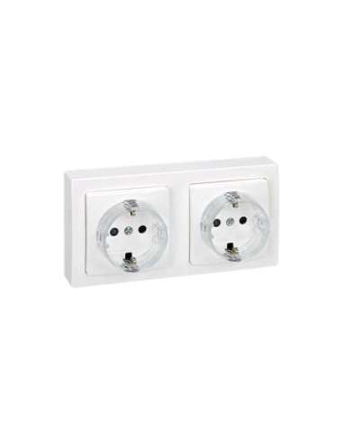 Base de enchufe doble schuko precableada monobloc 16 A 250V~ con disp. seguridad y emb. - A000038803 SIMON 73433-50