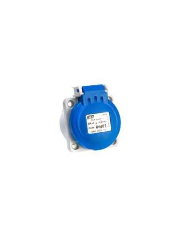 BASE EMPOTRAR TIPO SCHUKO IP54 2P+T 250V 16A AZUL BORNE SIN TORNILLOS - CONTACTO LATERA - A000188771 IDE 00402