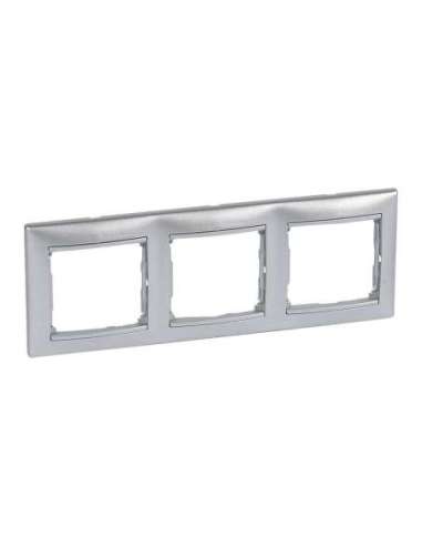 Placa embellecedora Valena de 3 elementos de color aluminio brillante para montaje hori - A000526606 LEGRAND 770153