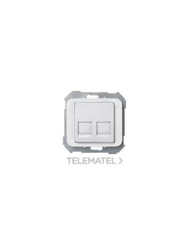 Placa de voz y datos plana con guardapolvo para 2 conectores RJ45 AMP® blanco Simon 75 - A000608171 SIMON 75589-60