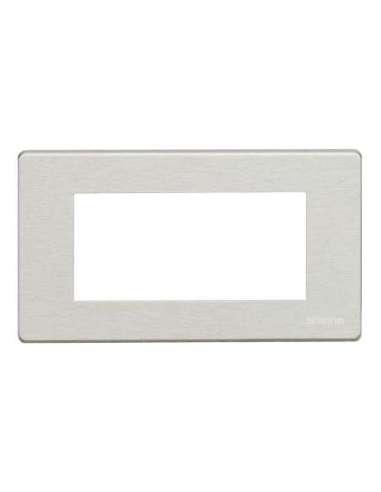 Placa embellecedora Magic de color aluminio natural de 4 módulos - A000613972 BTICINO 504/4A/AL