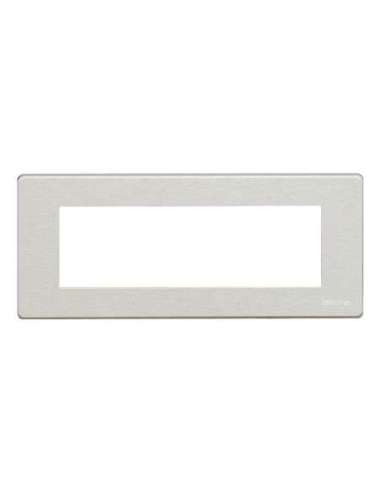 Placa embellecedora Magic de color aluminio natural de 6 módulos - A000614008 BTICINO 506L/6A/AL