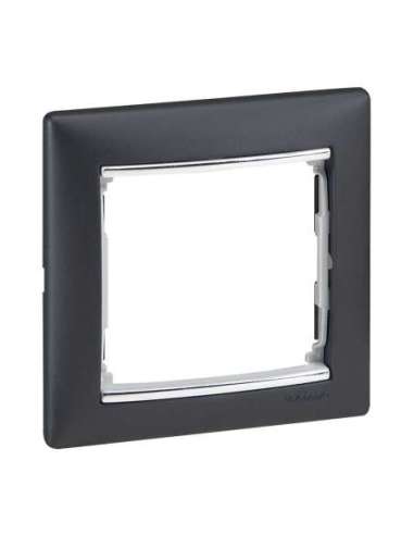 Placa embellecedora Valena de 1 elemento de color negro y plata - A000830619 LEGRAND 770391