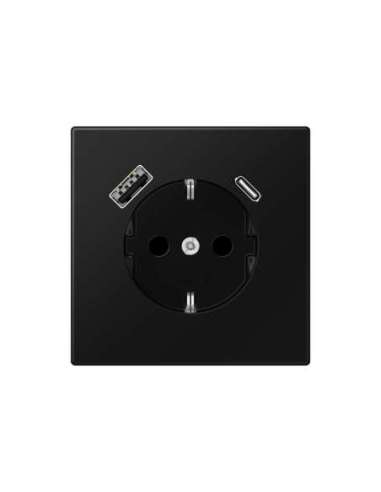 Enchufe SCHUKO® c/ USB-AC LS negro mate - A004513615 JUNG LS1520-15CASWM