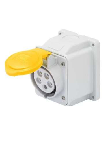 BASE FIJA DE PARED A 10° - IP44 - 2P+T 32A 100-130V 50/60HZ - AMARILLO - 4H - CONEXIONA - A000173311 GEWISS GW62412