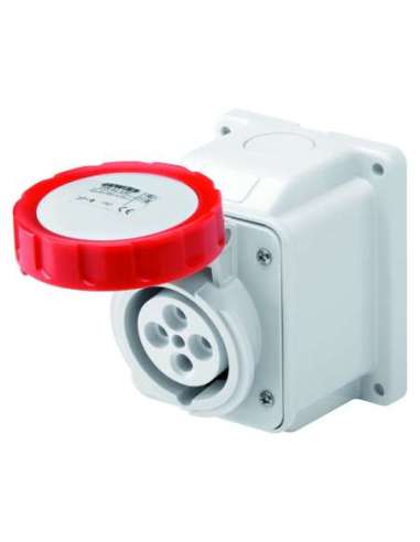 BASE FIJA DE PARED A 10° - IP67 - 3P+N+T 16A 380-415V 50/60HZ - ROJO - 6H - CONEXIONADO - A000173330 GEWISS GW62431