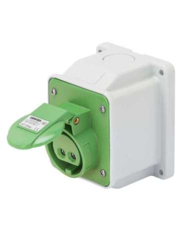 BASE FIJA DE PARED A 10° - IP44 - 2P 16A 20-25V e 40-50V 100-200HZ - VERDE - 4H - CONEX - A000173348 GEWISS GW62460