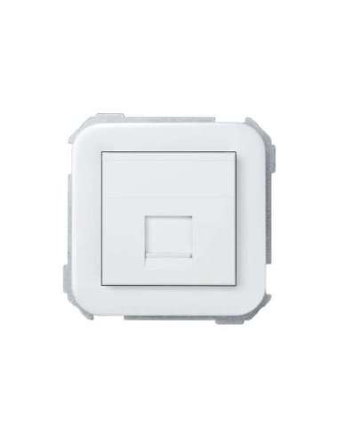 Placa de voz y datos plana con guardapolvo para 1 conector RJ45 AMP® blanco Simon 31 - A000608099 SIMON 31085-60