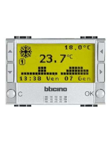 Termostato electrónico programable con 6 programas Livinglight - 2 módulos - Tech - A000616624 BTICINO NT4451